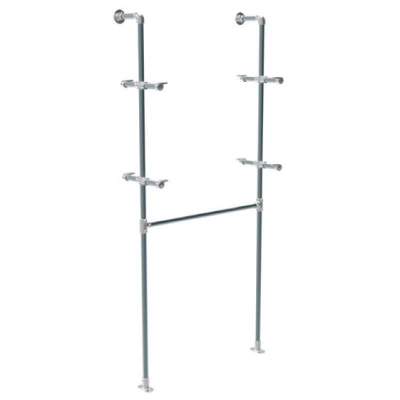 Wall stand for clothes made with industrial pipes : Presentoirs shopping