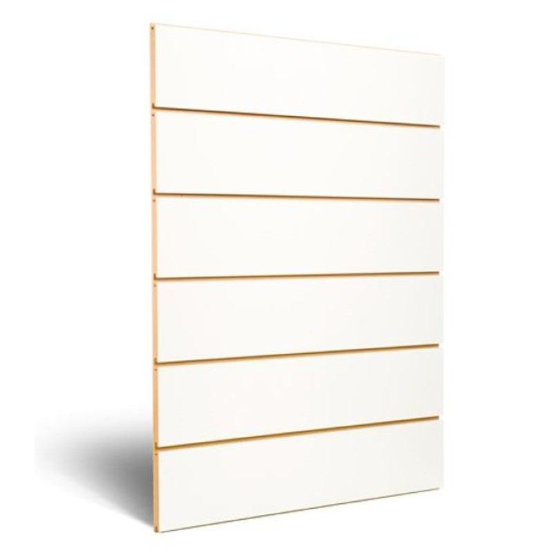 Weiße MDF-Rillenplatte.
Diese Slatwall ist ideal, um Ihre ... Weißes gerilltes Paneel 30 cm : Mobilier shopping