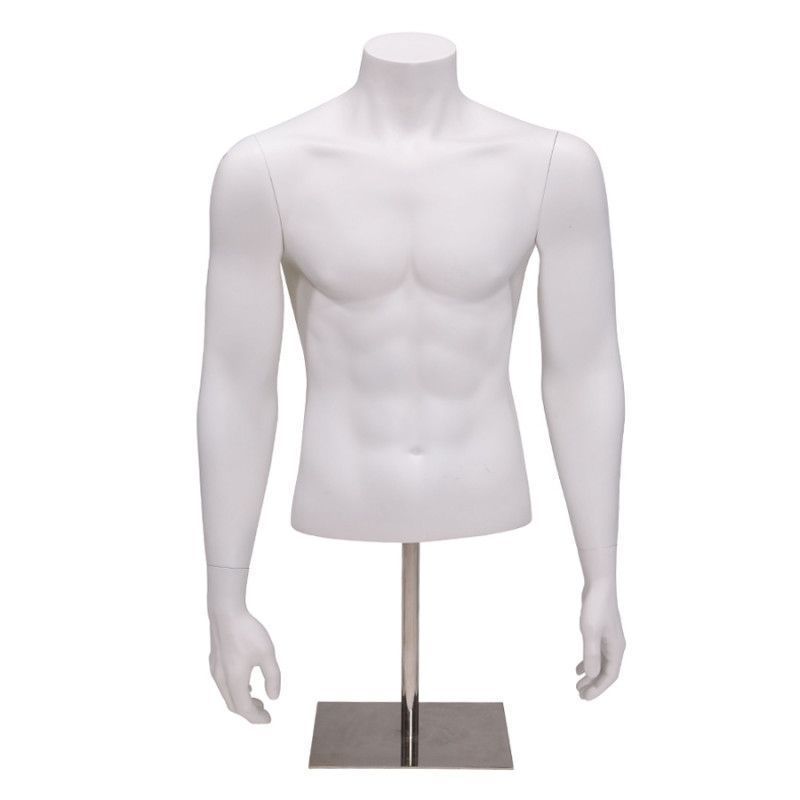 White color male bust with metal base