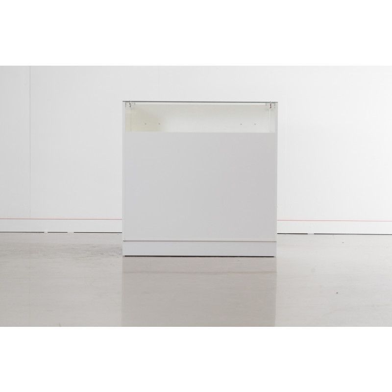 White glossy counter with drawer : Mobilier shopping