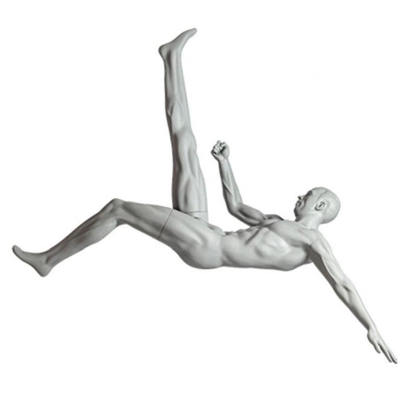 Window mannequin sport male overhead kick : Mannequins vitrine