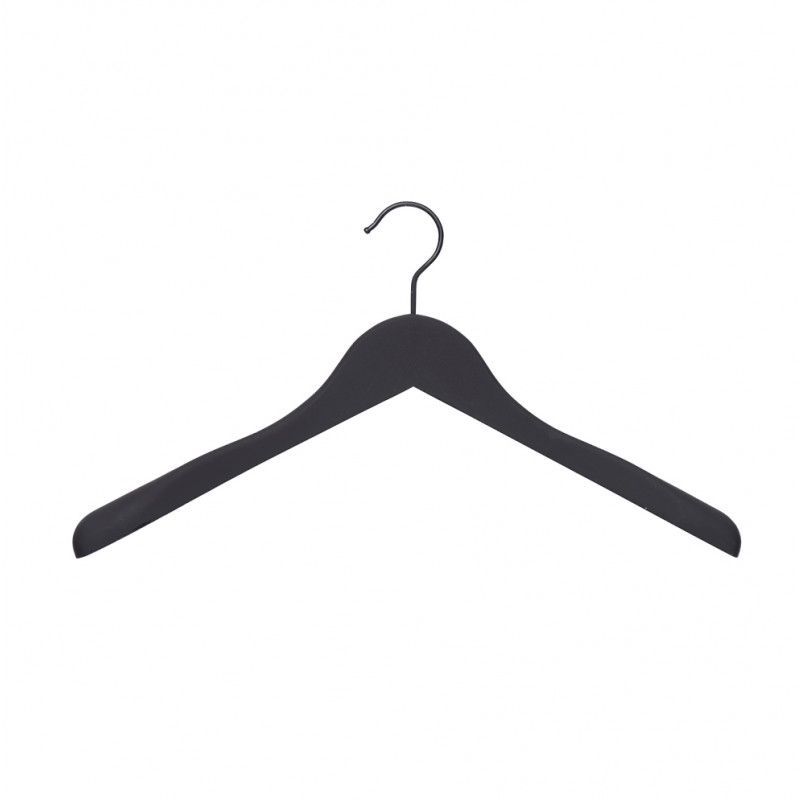 10 Wooden hanger black rubber finish 44 cm : Cintres magasin