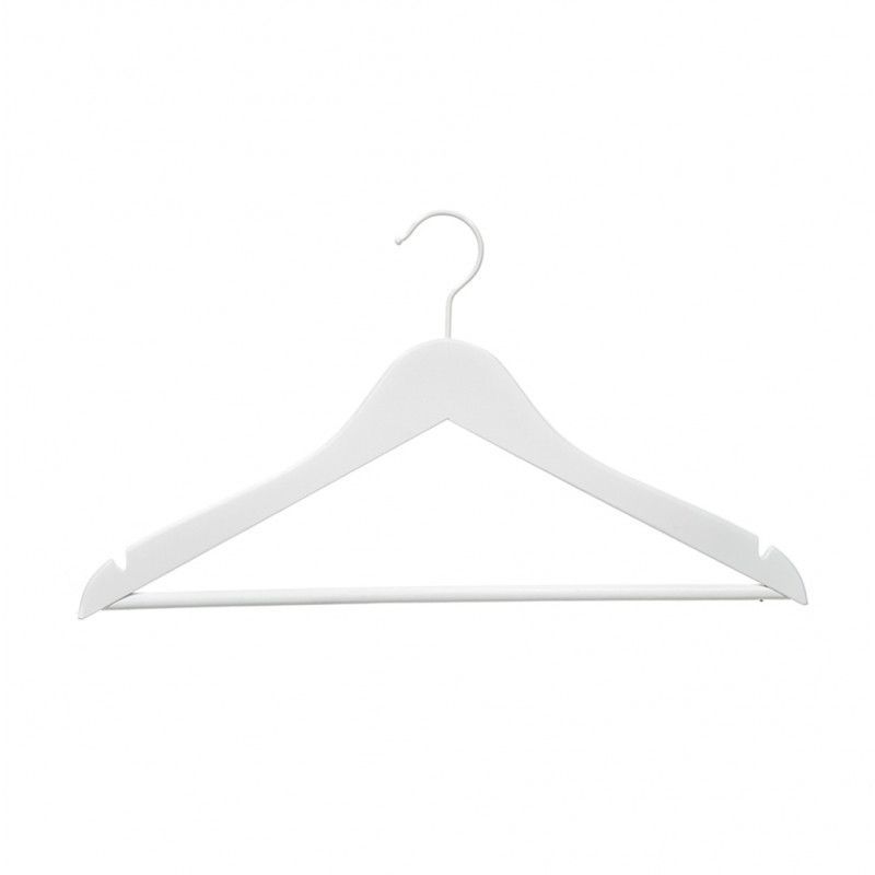 Pack 25 wooden hangers white color with bar 44 cm : Cintres magasin