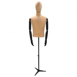 MALE MANNEQUINS - VINTAGE MANNEQUINS : 1/2 male bust vintage style with wooden arms