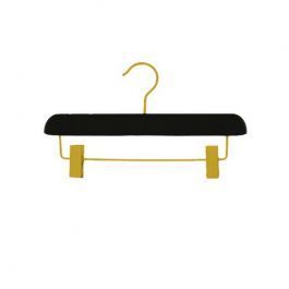 WHOLESALE HANGERS - HANGERS WITH CLIPS : 10 black hangers for children trousers gold clips 30cm