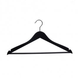 Wooden coat hangers 10 Black wooden hangers with bar 44cm Cintres magasin