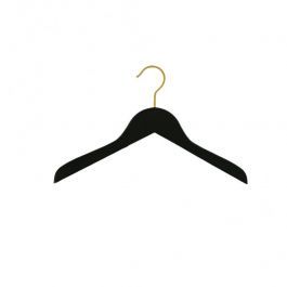 WHOLESALE HANGERS - KIDS HANGERS : 10 children's hangers 36cm in black wood gold hook