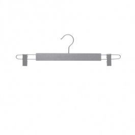 WHOLESALE HANGERS - WOODEN COAT HANGERS : 10 grey wooden hangers with clips 42 cm