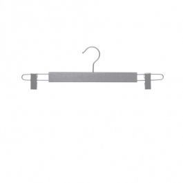 WHOLESALE HANGERS - HANGERS WITH CLIPS : 10 grey wooden hangers with clips 42 cm