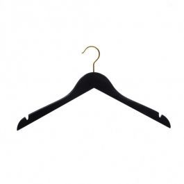 WHOLESALE HANGERS : 10 hanger black wood for stores 44 cm gold hook