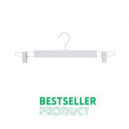 WHOLESALE HANGERS - HANGERS WITH CLIPS : 10 hanger wood white clamps 42 cm