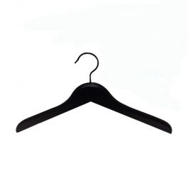 WHOLESALE HANGERS - COAT HANGERS FOR JACKETS : 10 hangers black wooden extreme 44 cm