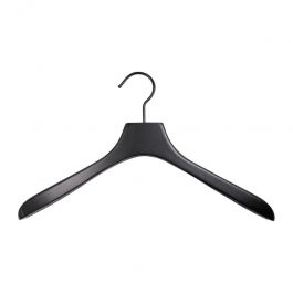 WHOLESALE HANGERS - WOODEN COAT HANGERS : 10 hangers jacket black wood 42cm