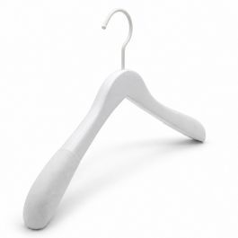 WHOLESALE HANGERS - WOODEN COAT HANGERS : 10 hangers jacket white wood with rubber pads 42 cm