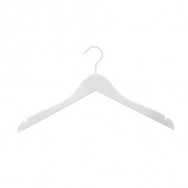 WHOLESALE HANGERS - SHIRT HANGERS : 10 hangers white wood for stores 44 cm