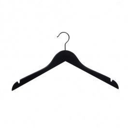 WHOLESALE HANGERS - SHIRT HANGERS : 10 shirt hangers black wood without bar 44 cm