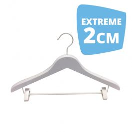 WHOLESALE HANGERS - HANGERS WITH CLIPS : 10 white wooden hangers 44cm extreme 2 cm with clips
