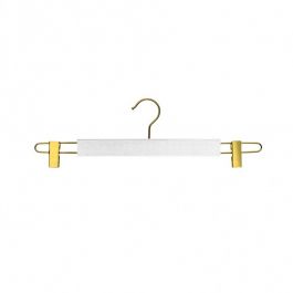 WHOLESALE HANGERS - WOODEN COAT HANGERS : 10 wooden clip-on hangers in white and gold