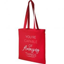 SHOPFITTING : Personalised red cotton bags - 140gr - 38x42cm