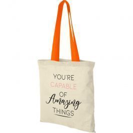 TAILORED MADE PACKAGING - CUSTOM COTTON BAGS : 100g cotton bag with coloured handles - 38x42cm