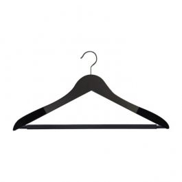 WHOLESALE HANGERS - VELVET HANGERS : 10x black wooden hangers 44 cm with velvet 2 cm