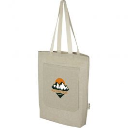 TAILORED MADE PACKAGING : 150g recycled cotton bag with front pocket 36x8x41cm