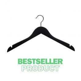 WHOLESALE HANGERS - SHIRT HANGERS : 25  hangers black wood without bar 44 cm