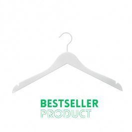 WHOLESALE HANGERS - SHIRT HANGERS : 25 hangers white wood for stores 44 cm
