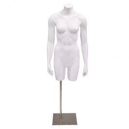 FEMALE MANNEQUIN BUST : 3/4 female bust with arms white finish and base