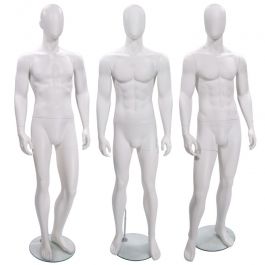 MANNEQUINS DE VITRINES : 3 mannequins de vitrine homme abstrait blanc