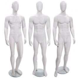 MALE MANNEQUINS - ABSTRACT MANNEQUINS : 3 white abstract man showcase mannequins