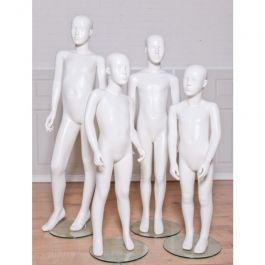 KINDER SCHAUFENSTERFIGUREN - SCHAUFENSTERPUPPEN ABSTRAKT : 4 glossy weiss kinder schaufensterfiguren