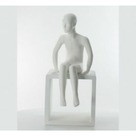 CHILD MANNEQUINS - ABSTRACT MANNEQUIN : 5 years old seated mannequin white finish