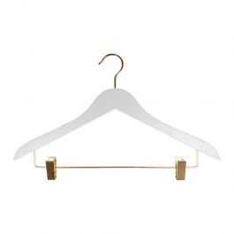 JUST ARRIVED : 50 wooden hangers white with gold hook 44 cm