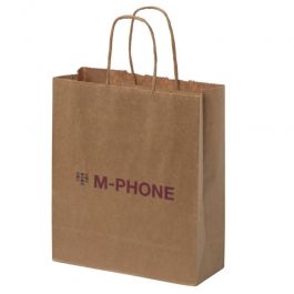 SHOPPER BUSTE PERSONALIZZATI : Sacchetto di carta kraft da 80g con manici 18x8x21 cm