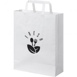 Benutzerdefinierte Papiertüten 80g weiße papiertüte mit gedrehten Griffen 25x11x32 cm Tote bags