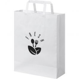 TAILORED MADE PACKAGING : 80g white paper bag with twisted handles 25x11x32 cm
