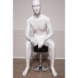 Image 3 : Faceless seated male mannequin - white ...
