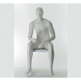 MALE MANNEQUINS : Abstrack seated male mannequin white finish