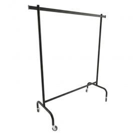 Gerader Hänger schwarz feste Höhe 160cm auf Rollen ... Rollstander BASIC XXL Kleiderständer schwarz Feste Höhe 160 cm Portants shopping