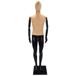 MALE MANNEQUINS - VINTAGE MANNEQUINS : Black and fabric male display mannequin