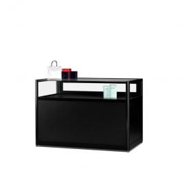 RETAIL DISPLAY CABINET - COUNTER DISPLAY CABINET : Black counter shop window with sub-box