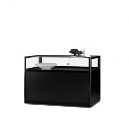 RETAIL DISPLAY CABINET - COUNTER DISPLAY CABINET : Black countertop with pedestal 100 cm