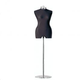 FEMALE MANNEQUIN BUST - TAILORED BUST : Black female mannequin tailoring bust with metallic bas