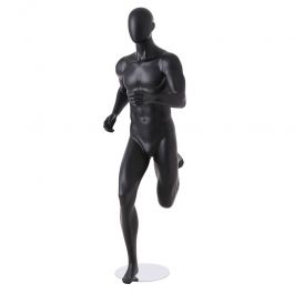 MALE MANNEQUINS - SPORT MANNEQUINS : Black finish running male mannequin