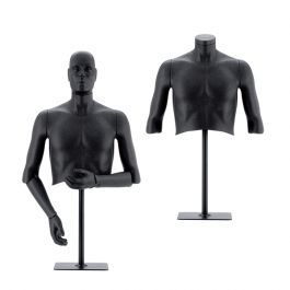MALE MANNEQUINS - FLEXIBLE MANNEQUINS : Black flexible male bust