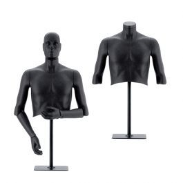 MALE MANNEQUIN BUST - BUST : Black flexible male bust