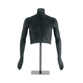 MALE MANNEQUIN BUST - BUST : Black flexible male bust with bi-eslastic fiber