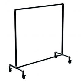 CLOTHES RAILS : Black garment rail with wheels industrial look