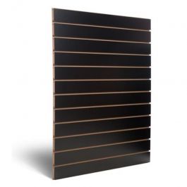 RETAIL DISPLAY FURNITURE - SLATWALL AND FITTINGS : Black grooved panel 10 cm